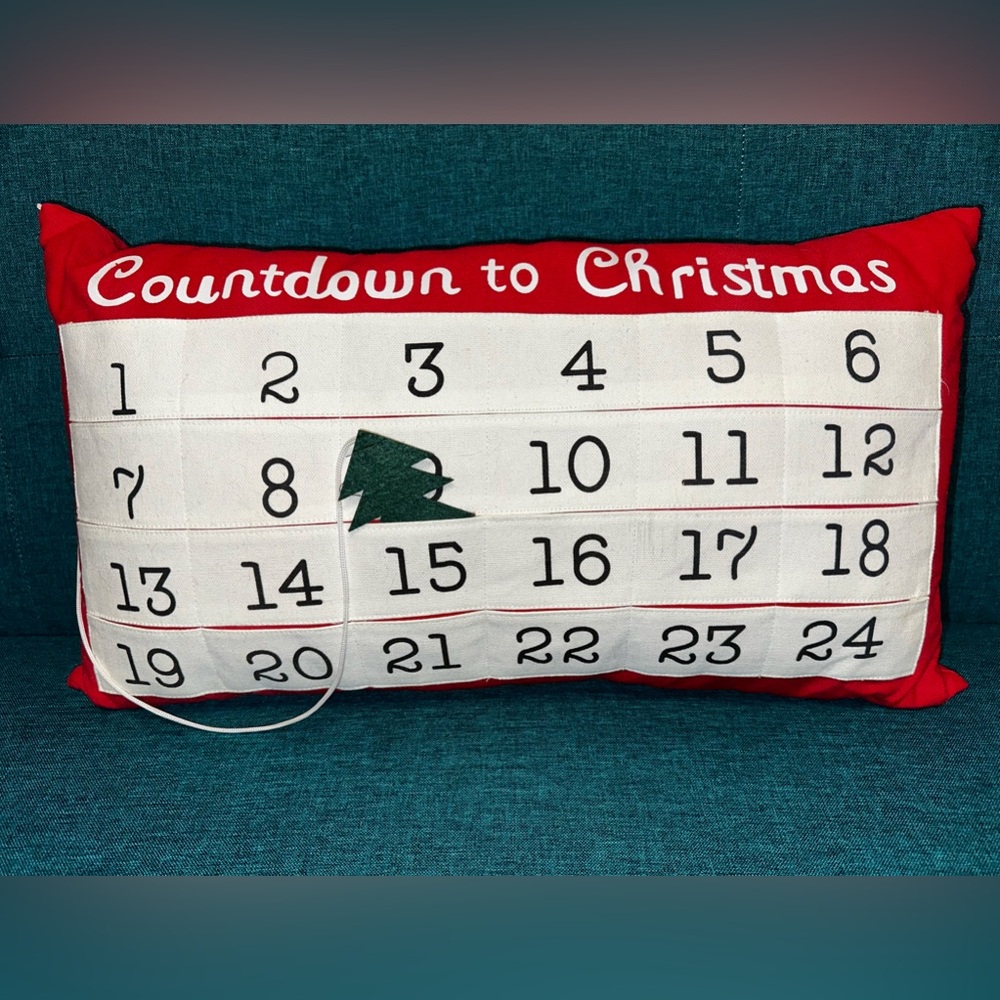 NEW Stratford Home Christmas Countdown Advent 22"x12” Holiday Throw Pillow NWOT